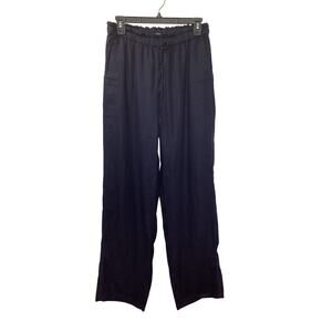 J.Crew Navy Blue  womens size XS Wide Leg Linen Pants Elastic Waist